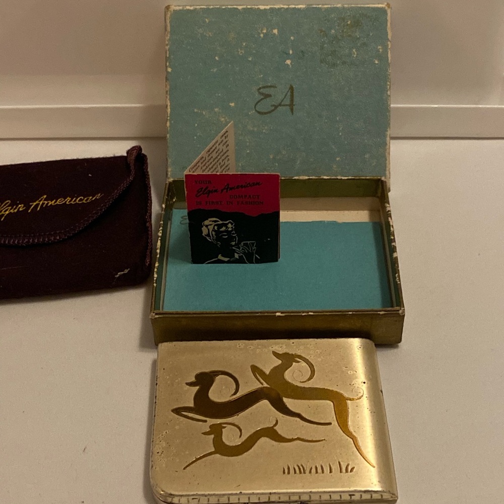 Vintage Elgin American Compact with Original Box & Paperwork